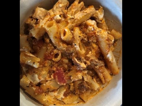 Baked Ziti from Food Storage with ground beef & cream...
