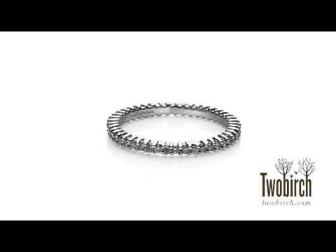 Stackable 1.6mm  Double Shared Prong Eternity Ring - TwoBirch  TB-ETR-0004-WG-H