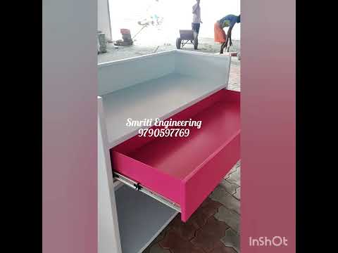 Rectangular metal office reception table, fancy shop, with s...