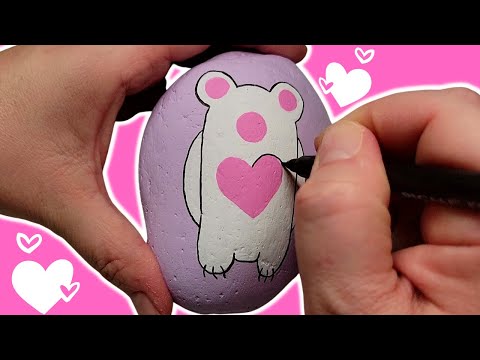 Valentine Bear Rock Painting ❤🐻