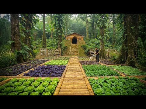 1 Year of Building Dream House a Farm with a complete Wooden House and Vegetable Garden