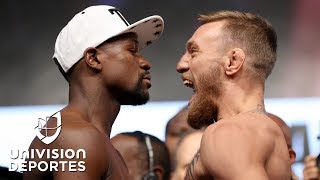McGregor vivió su primera ceremonia de pesaje como boxeador para enfrentar a Mayweather