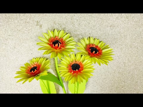 DIY Home Decor - Easy Way To Make Beautiful Paper Sunflower- Paper Flower
