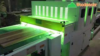 Chuyền sơn UV lót 3 trục rulo, sấy 3 đèn sơn lót mặt bàn học sinh, văn phòng