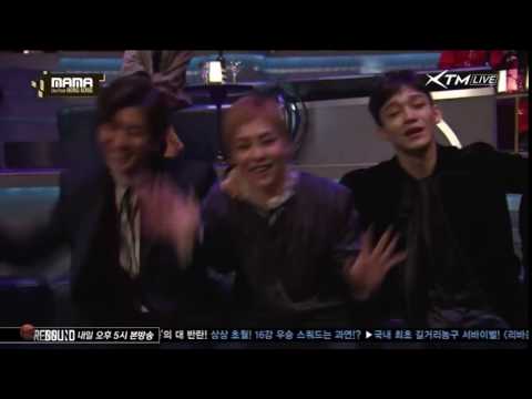 161202 EXO Chanyeol Xiumin Chen Reaction to Dream - Baekhyun x Suzy @ 2016 MAMA Mildred ReMasterson