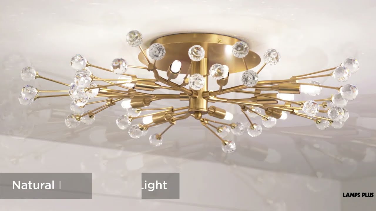 Video 1 Watch A Video About the Possini Euro Crystal Berry Brass 10 Light LED Ceiling Light