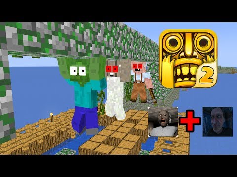 MOBS : TEMPLE RUN CHALLENGE WITH GRANNY AND GRANDPA - Minecraft Animation