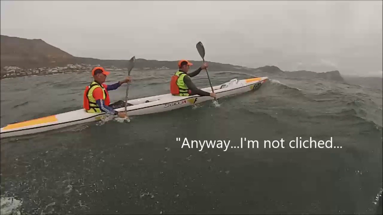 Jose Luis paddling downwind with Dawid Mocke