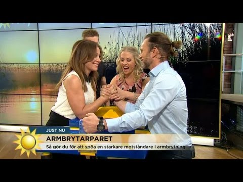 Jidder och psykningar när Tilde och Peter ska bryta arm - Nyhetsmorgon (TV4)
