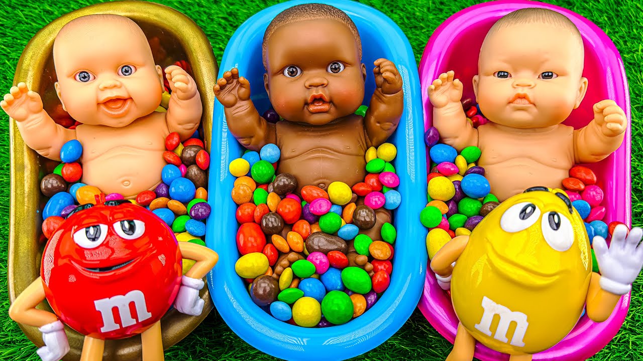 Rainbow Satisfying Video | Magic Kinetic Sand & Slime Mixing Yummy Candy ASMR in Three BathTubs