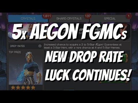 5x 5 Star Aegon Featured Grandmaster Crystal Opening - Marvel Contest Of Champions
