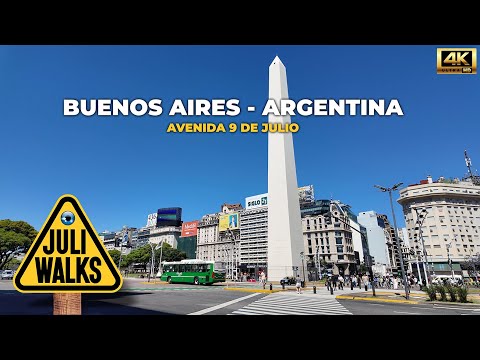 JULI WALKS: Avenida 9 de Julio en 4K 🇦🇷 | Caminando hacia el Obelisco por Buenos Aires