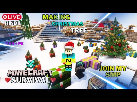 Insane 24/7 Christmas Tree Build in Minecraft!!