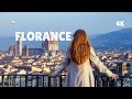 Florence Italy Pizza Festival Sunset View Landmark Piazzale Michelangelo 4K Drone Video