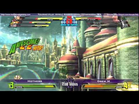 Tourneyplay April Marvel vs Capcom 3 Singles Top 8 - Hotness vs Drew M - Losers Top 8 #2