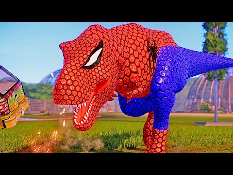 New Spider-Man T.Rex vs Batman I-Rex vs Minecraft Spinosaurus vs Godzilla Dinosaurs Battle 🌍 JWE