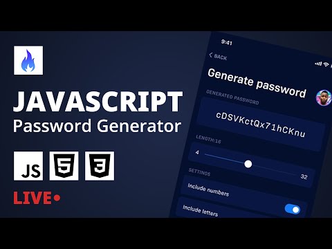 JavaScript Password Generator - Livestream - FireDev