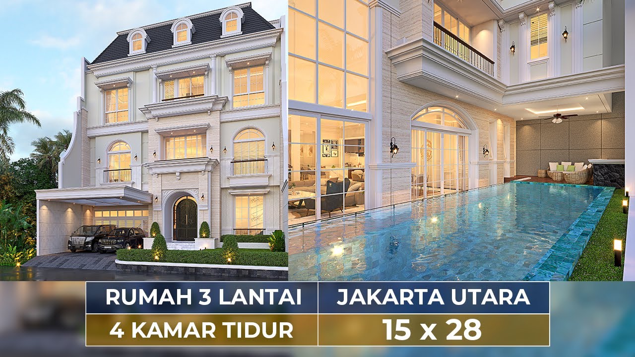 Video 3D Desain Rumah Klasik 3 Lantai Ibu YTA 1351 - Jakarta Utara