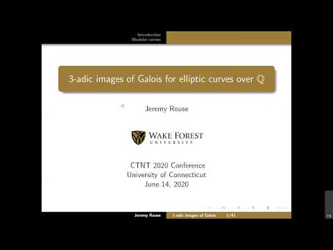 CTNT 2020 - 3-adic images of Galois for elliptic curves over Q - Jeremy Rouse