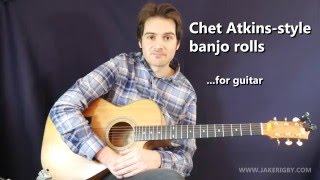Guitar lesson - country Chet Atkins style banjo rolls (and G7 lick) + TAB