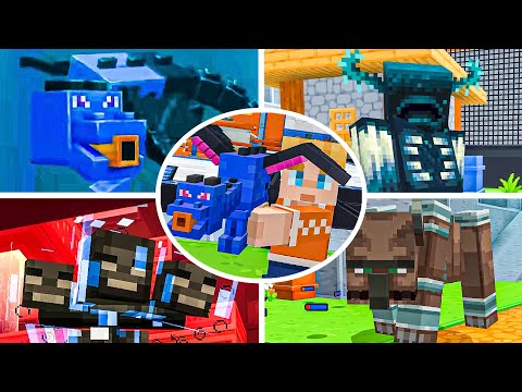 Minecraft x NERF World DLC - All Bosses Fight Gameplay
