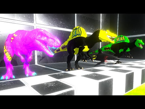 SUPERMAN T-REX BATMAN SPINO BATMAN SHARK SPEED RACE CHAMPIONS SLIDE - Animal Revolt Battle Simulator