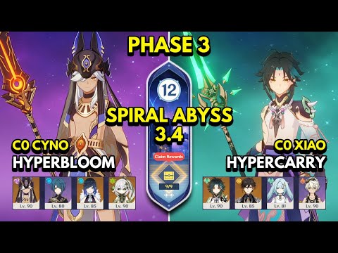 C0 Cyno Hyperbloom & C0 Xiao Hypercarry | Spiral Abyss Floor 12 9 Stars | Genshin Impact 3.5