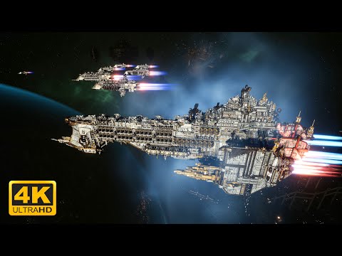 Imperial Navy vs Tau Merchant Fleet - Skalgrim Mod - 4K Quality - Battlefleet Gothic Armada 2
