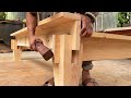 Extremely Ingenious Skills Woodworking Worker Making Cross Joints Bed Monolithic Wood Projects