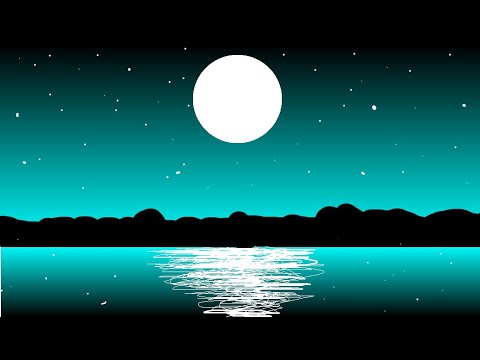 How to Draw Scenery of Moonlight Night by MS Paint, Beautifull Scenery Drawing