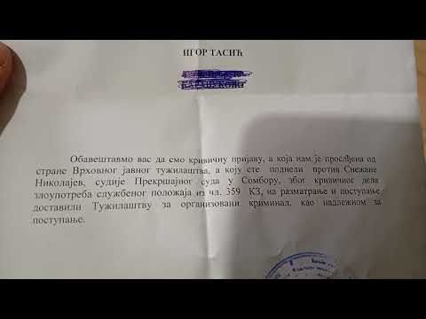 Tužilac Branka Milosavljević krivičnu protiv prekršajnog sudije SO- Snežane Nikolajev, prosleđuje!