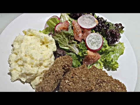 Beef Scalloped in Oat Breading with Green Salad and...