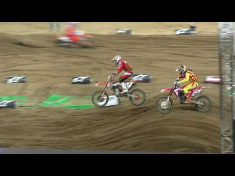 Jeffrey Herlings fights his way through the pack to pass Dungey for the win in the SMX Cup