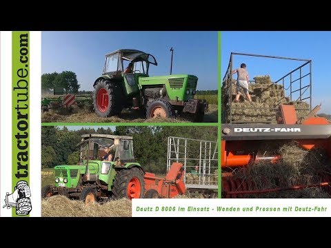 Deutz im Heu - Wenden und kleine Ballen pressen mit Deutz D 8006
