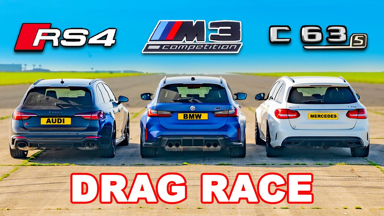 RS4 Comp baru v M3 v AMG C63: Estate DRAG RACE