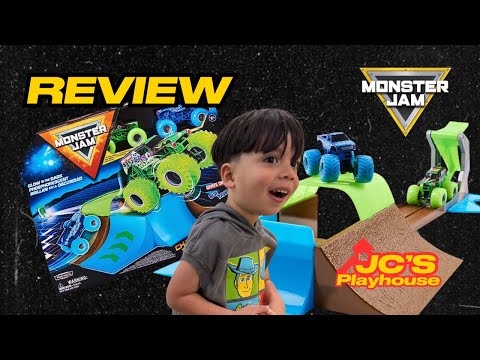 Monster Jam Exclusive Glow In Dark Champ Ramp with Grave Digger and Blue Thunder from Kohls