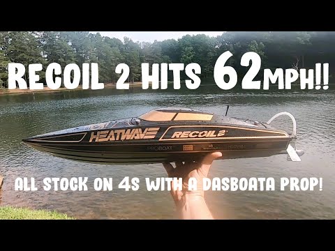 ProBoat Recoil 2 hits 62mph 😲 all stock on 4s with dasboata prop! 🚀