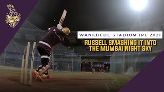 Andre Russell range hitting under Mumbai night sky | Wankhede Stadium IPL 2021