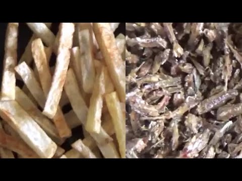 Village Food / Village style French fries and small fish fry recipe by Grandma