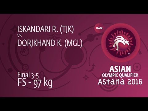 BRONZE FS - 97 kg: K. DORJKHAND (MGL) df. R. ISKANDARI (TJK) by TF, 10-0