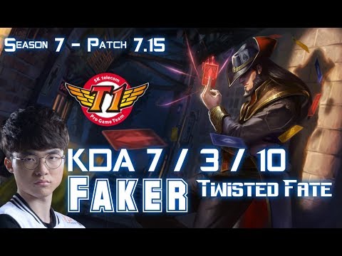 SKT T1 Faker TWISTED FATE vs JHIN Mid - Patch 7.15 KR Ranked