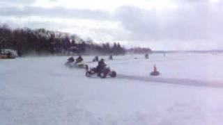 preview picture of video 'White Lake Michigan AMA D14  Ice Racing ATV studded open Main Event BIG CRASH'