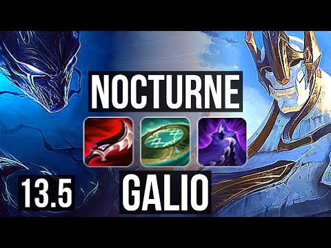 NOCTURNE vs GALIO (MID) | 3.3M mastery, 1400+ games, 12/2/5, Legendary | KR Master | 13.5