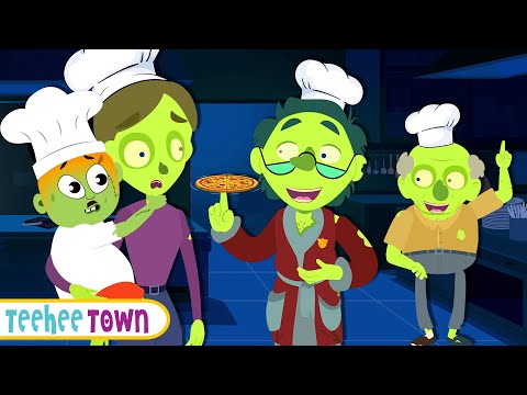 Five Zombies Were Cooking At A Party | NEW Spooky Song By Teehee Town