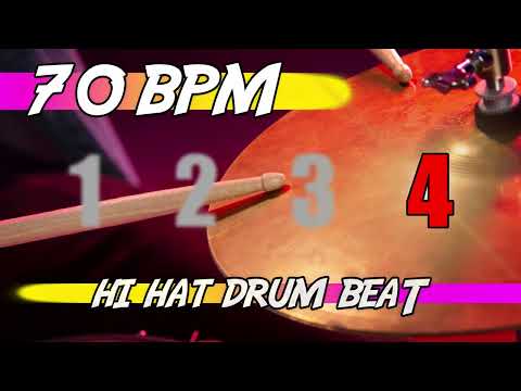 ✅ 70 BPM Hi Hat Drum Beat 🥁 10 minutes backing track