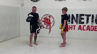 Pad combo Jab cross hook low kick body kick