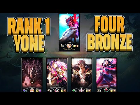 Rank 1 NA Yone Vs 4 BRONZE Players! (20+ Kills?!) - League of Legends