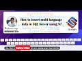 How To Insert Multi Languages Data In SQL Server Using N