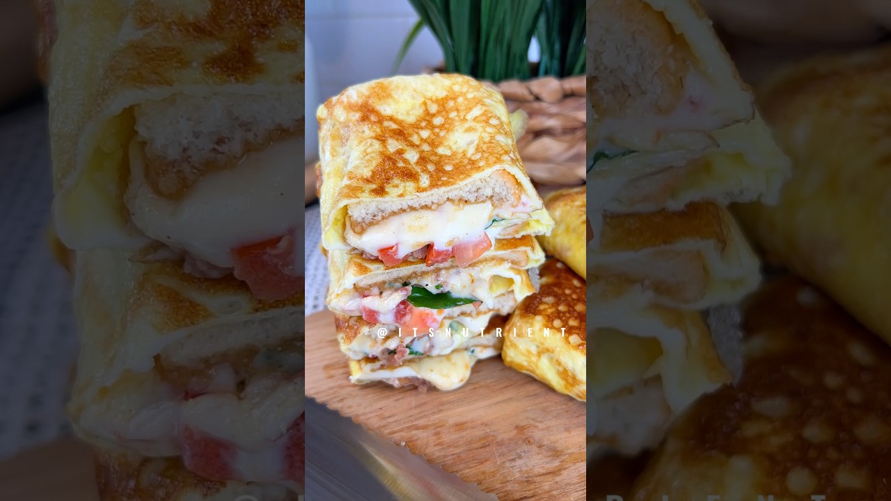 Egg-Wrapped Breakfast Sandwich | Easy Bread & Egg Hack with Bacon, Cheese & Veggies 🍳🥓