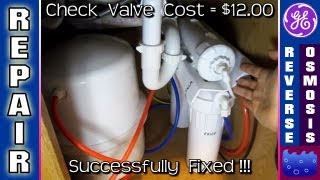 Reverse Osmosis REPAIR Auto Shut Off Check Valve Water Filter GXRM10G GE drain running